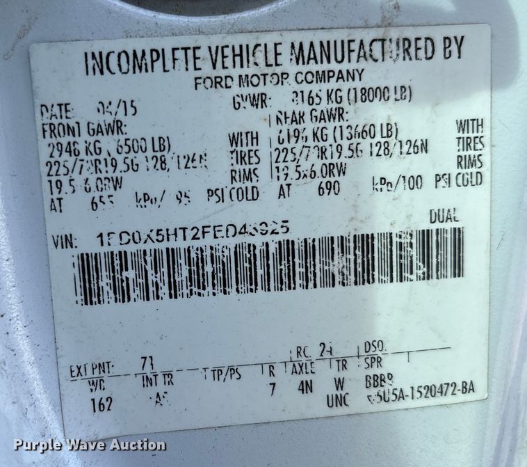 image for item DU2634 2015 Ford F550 Super Duty utility / service truck