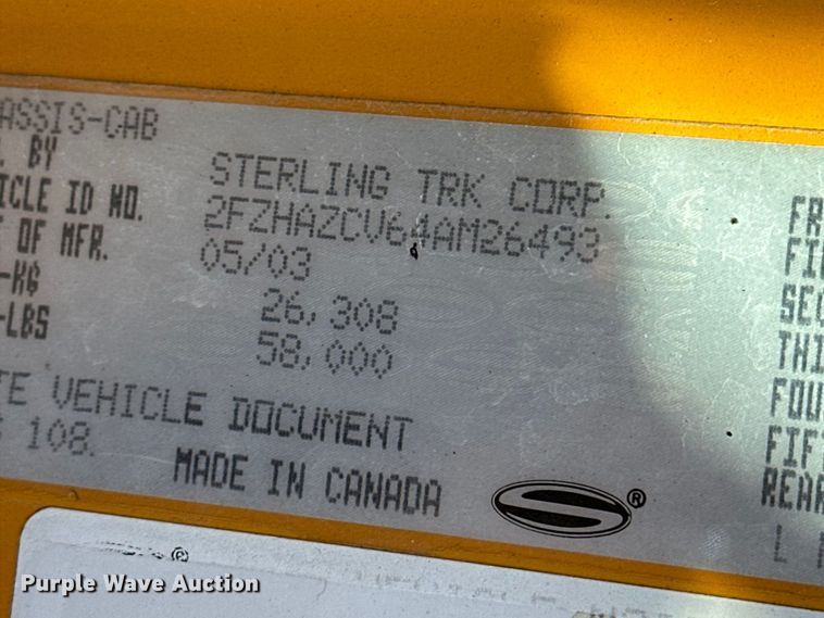 image for item DV0799 2004 Sterling L9500 dump truck