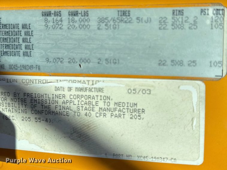 image for item DV0799 2004 Sterling L9500 dump truck