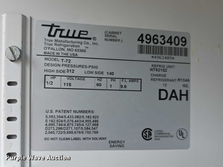 image for item DZ3969 True T72 commercial refrigerator