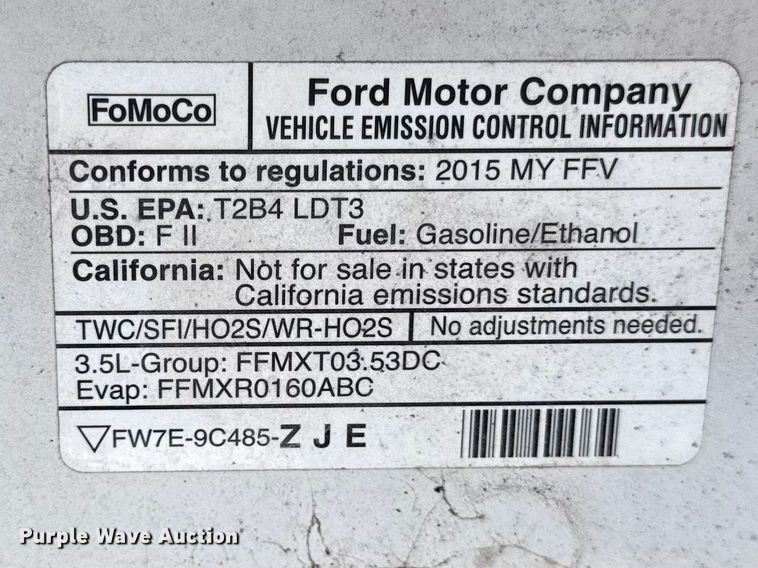 image for item DZ4382 2015 Ford F150 Ext. Cab pickup truck