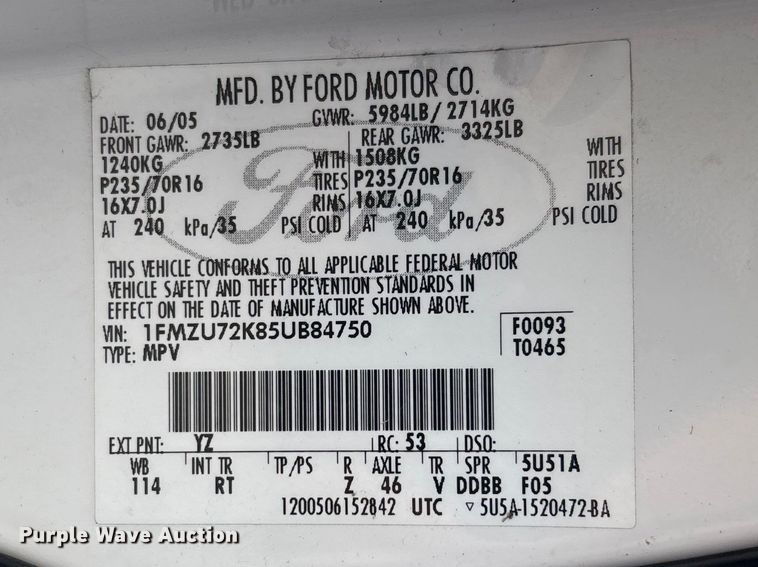 image for item EA4460 2005 Ford Explorer SUV