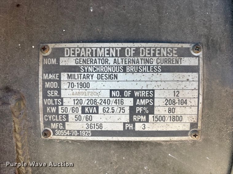 image for item EN5975 U.S. Department of Defense MEP 006A generator