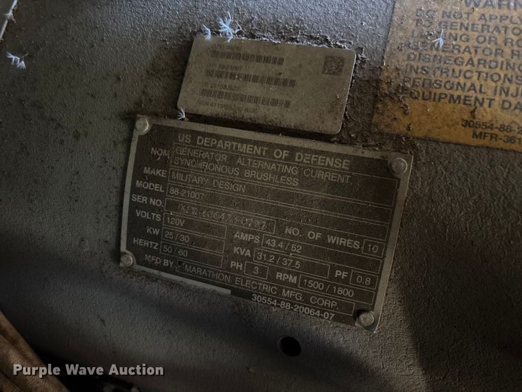 image for item EN5976 1993 U.S. Department of Defense MEP-805A generator