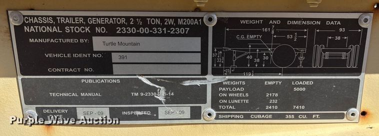 image for item EN5976 1993 U.S. Department of Defense MEP-805A generator