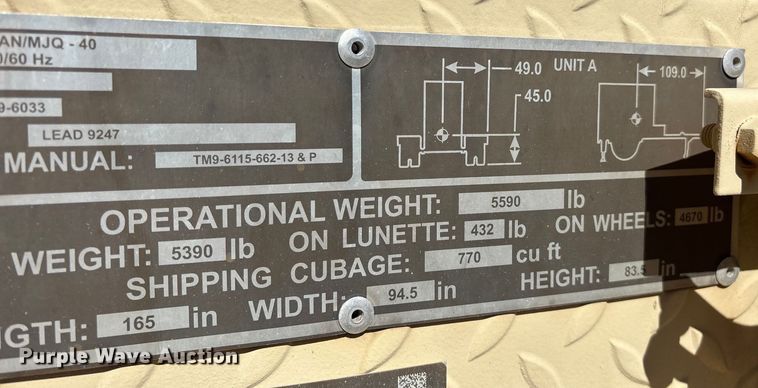 image for item EN5976 1993 U.S. Department of Defense MEP-805A generator