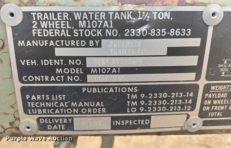 image for item ES2940 1953 Fruehauf M107A1 tank trailer
