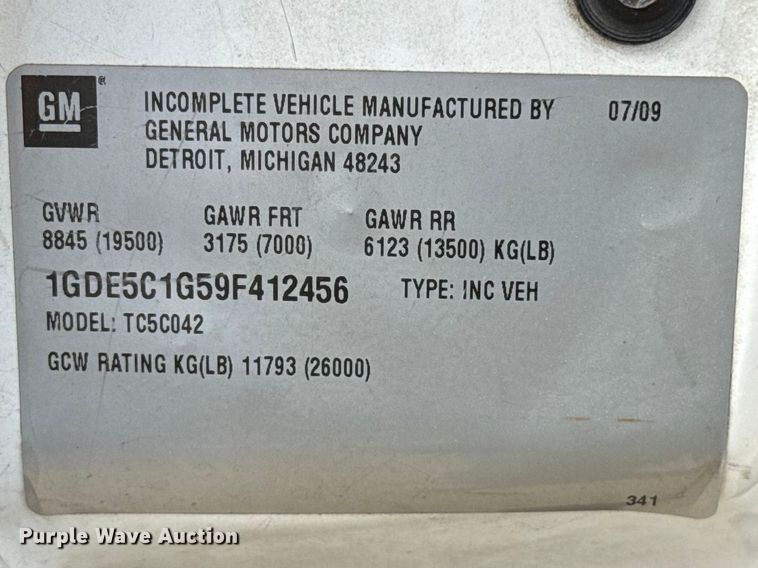 image for item ES5885 2009 GMC C5500 box truck