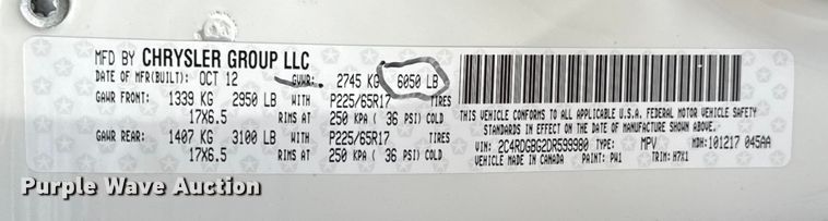 image for item ES5887 2013 Dodge Grand Caravan van