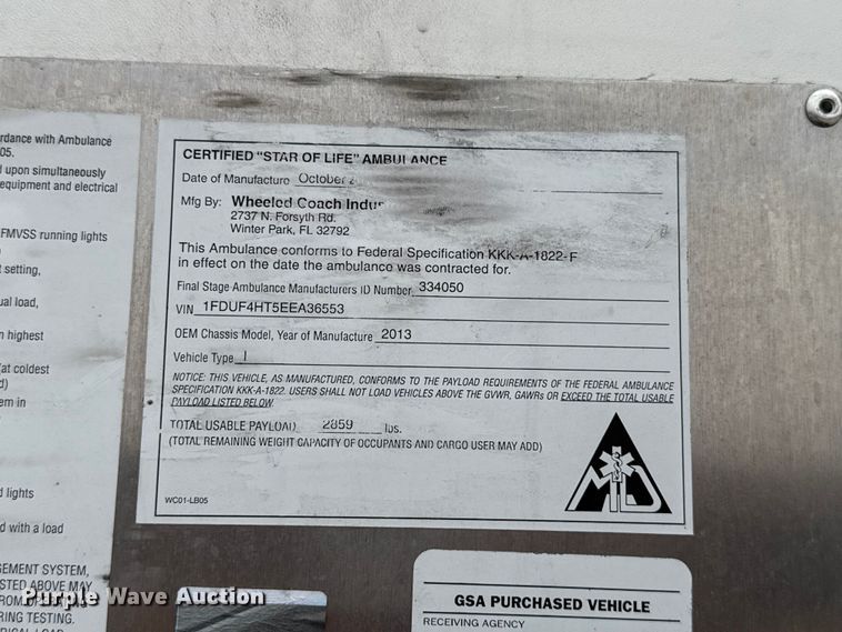 image for item ES5921 2014 Ford F450 Super Duty ambulance