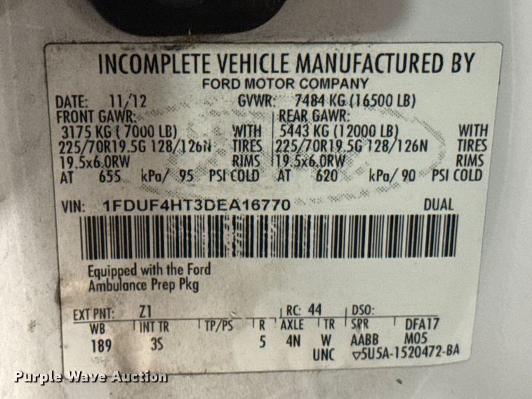 image for item ES5922 2013 Ford F450 Super Duty ambulance