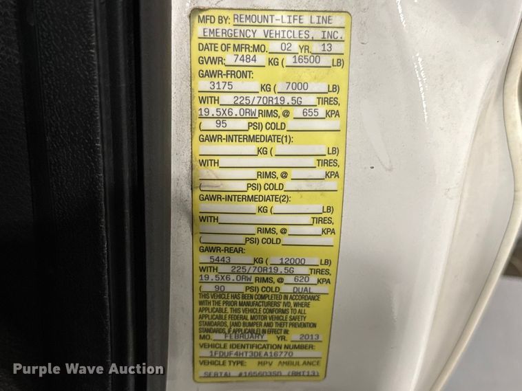 image for item ES5922 2013 Ford F450 Super Duty ambulance