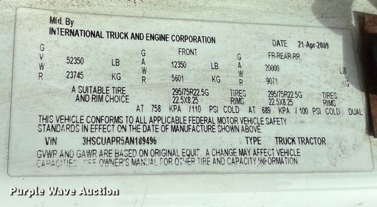image for item ES8591 2010 International ProStar dump truck