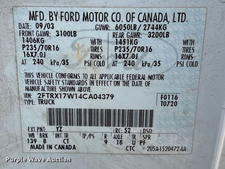 image for item ES8594 2004 Ford F150 Ext. Cab pickup truck