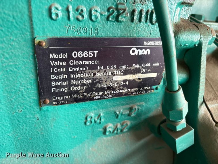 image for item ES8595 Onan 100 GenSet generator