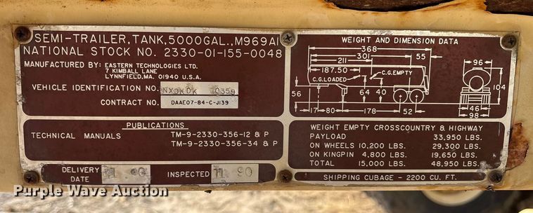 image for item ES8601 1990 Eastern Technologies M969AI fuel trailer