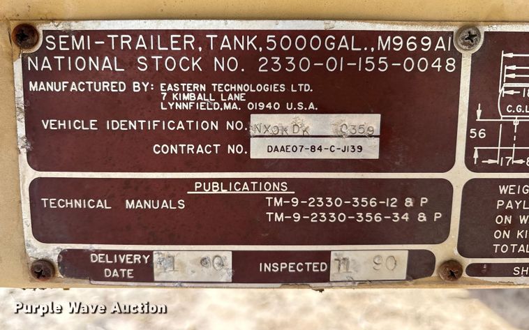 image for item ES8601 1990 Eastern Technologies M969AI fuel trailer