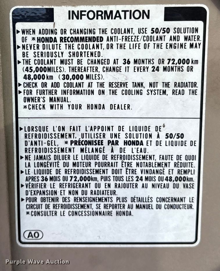 image for item ES8603 1999 Honda Odyssey van