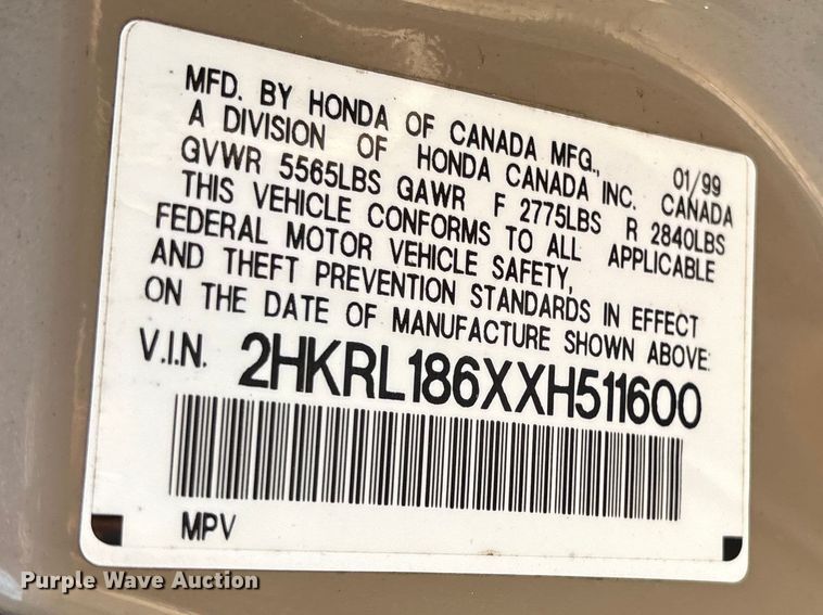 image for item ES8603 1999 Honda Odyssey van