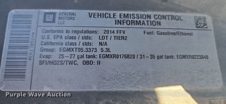 image for item ET1285 2014 Chevrolet Tahoe Police SUV