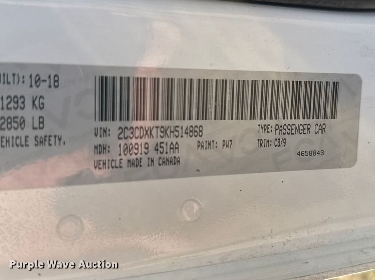 image for item ET1599 2019 Dodge Charger Police 