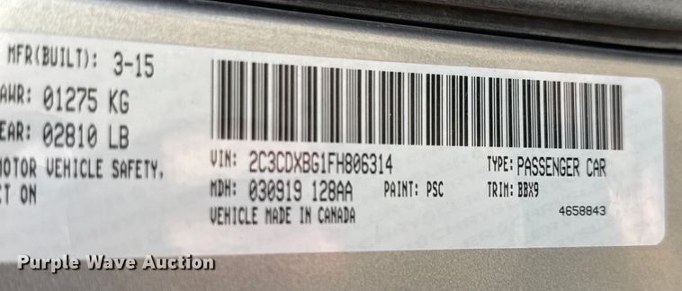 image for item ET1601 2015 Dodge Charger Police 