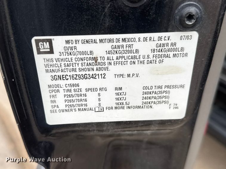 image for item ET1638 2003 Chevrolet Suburban 1500  SUV