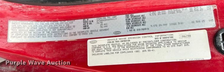 image for item ET6691 1999 Sterling Truck L9511 dump truck