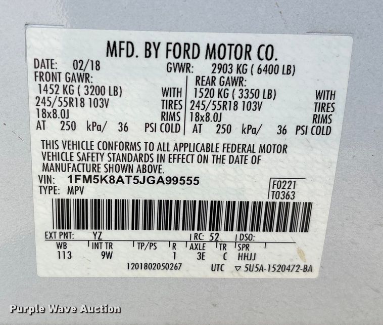 image for item EV2695 2018 Ford Explorer Police interceptor SUV