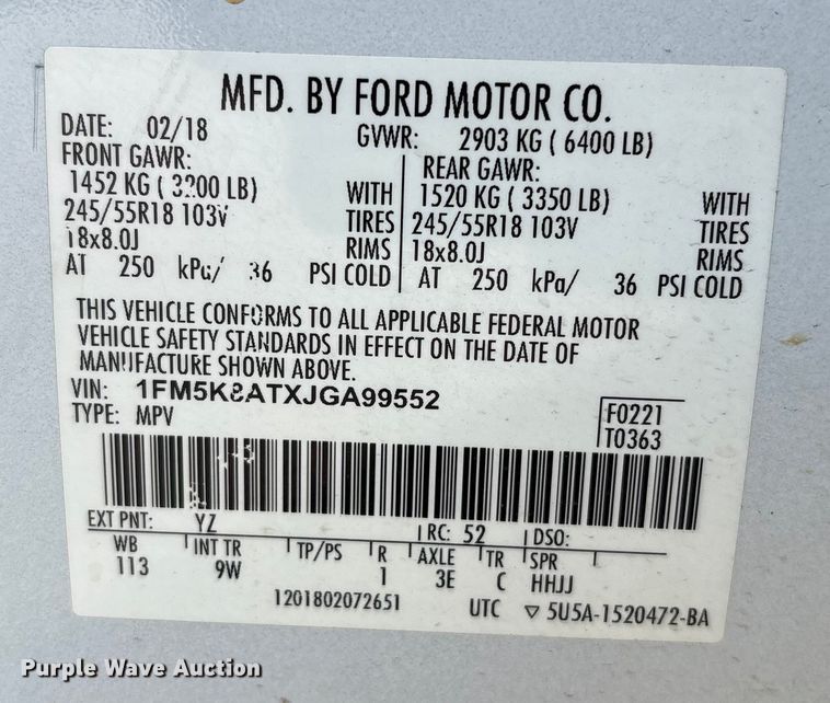 image for item EV2696 2018 Ford Explorer Police Interceptor SUV