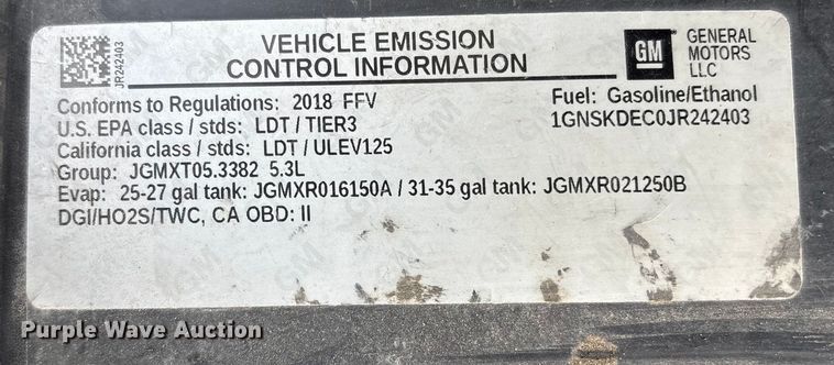 image for item EV2697 2018 Chevrolet Tahoe Police SUV