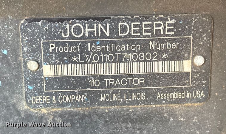image for item EV2744 2008 John Deere 110 backhoe