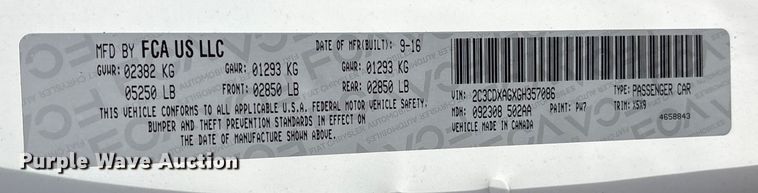 image for item EV2755 2016 Dodge Charger Police 