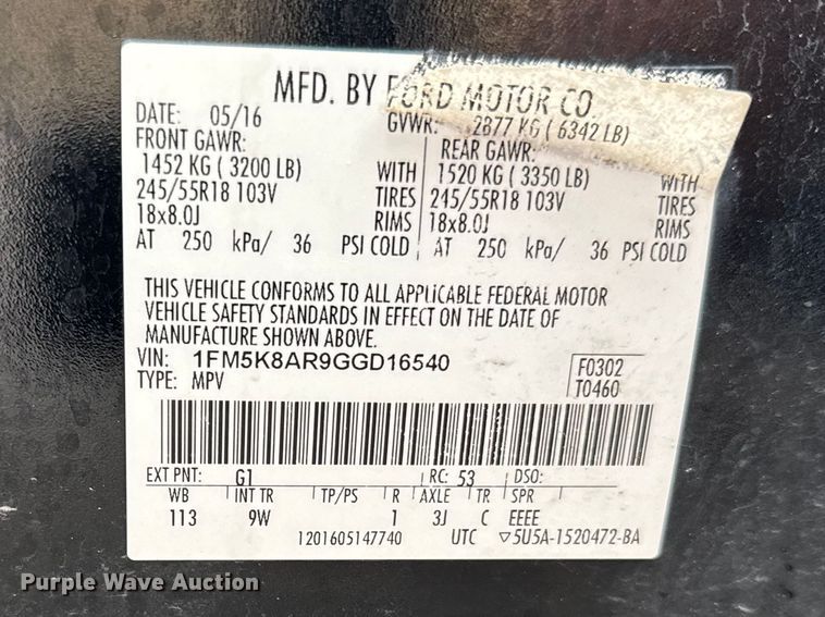 image for item FB0920 2016 Ford Explorer Police SUV