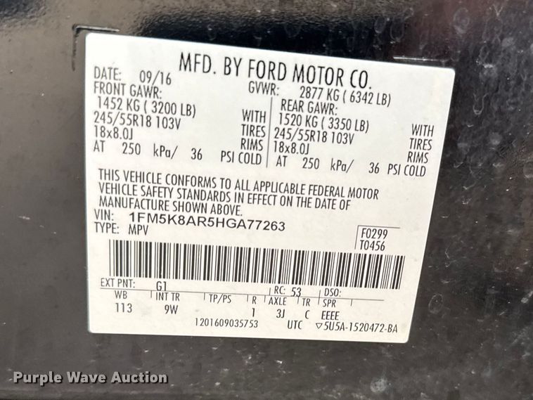 image for item FB0922 2017 Ford Explorer Police SUV