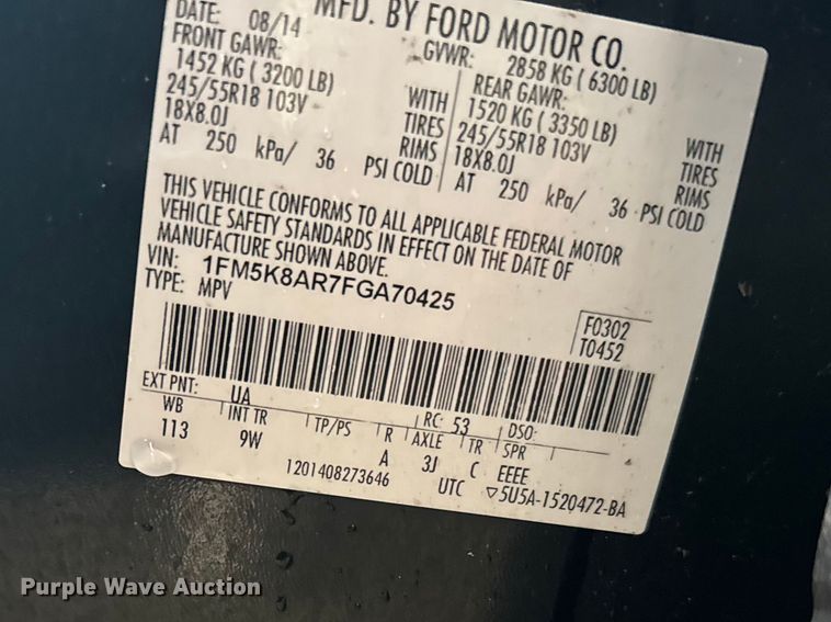 image for item FB0923 2015 Ford Explorer Police SUV