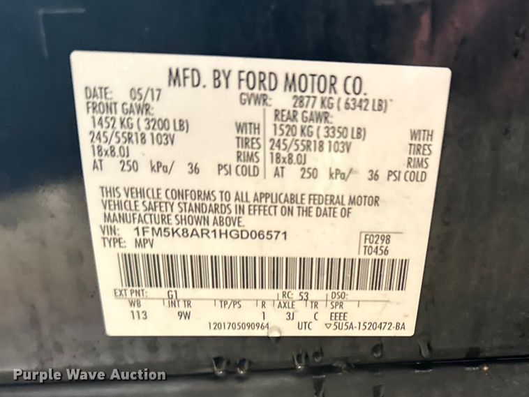 image for item FB0924 2017 Ford Explorer Police SUV