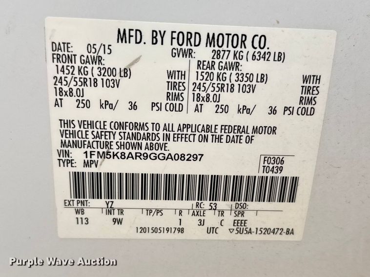 image for item FB0938 2016 Ford Explorer Police Interceptor SUV