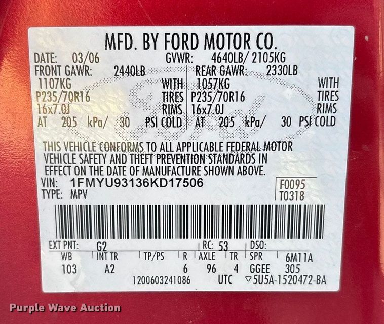 image for item FB3487 2006 Ford Escape XLT SUV