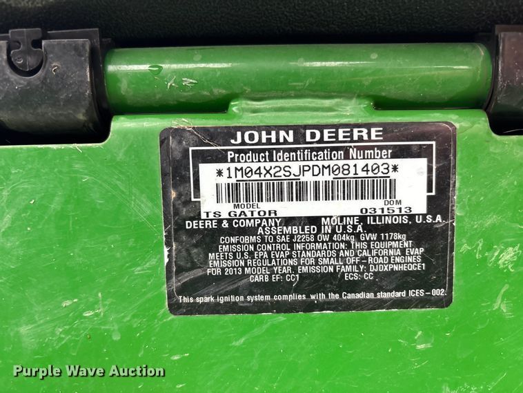 image for item FB3539 2013 John Deere Gator utility vehicle