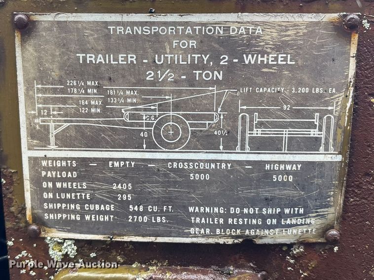 image for item FB3544 1964 SS LOADCRAFT M-11 utility trailer 