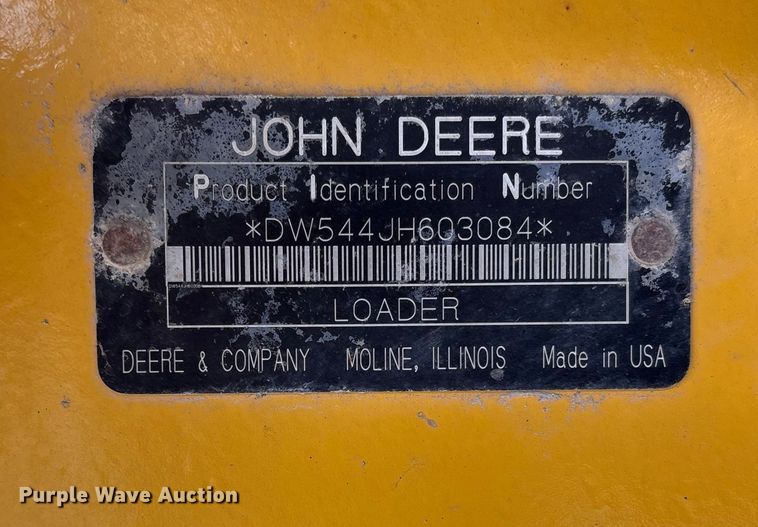 image for item FC1625 2006 John Deere 544J High Lift wheel loader