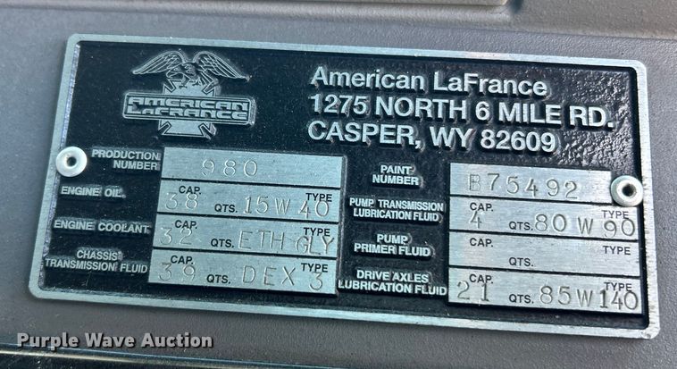 image for item FC5063 2000 American Lafrance Eagle ladder fire truck