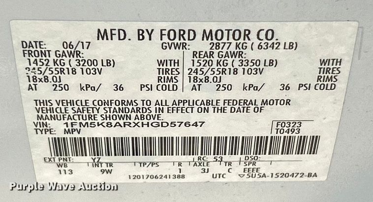 image for item FC5093 2017 Ford Explorer Police Interceptor SUV