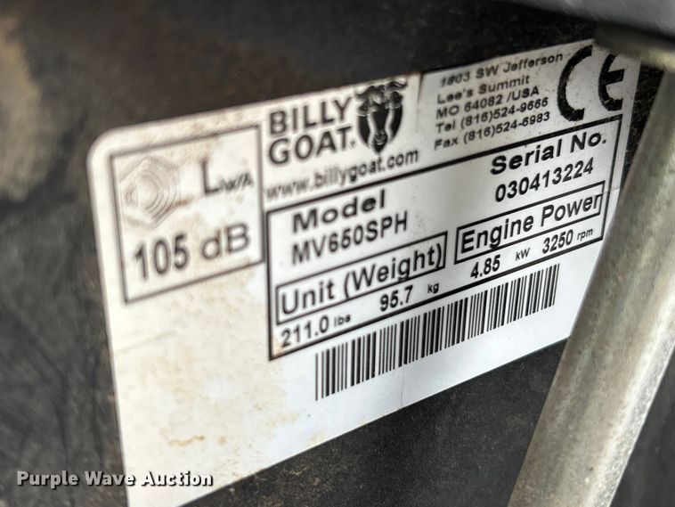 image for item FC5112 Billy Goat MV650SPH lawn vacuum