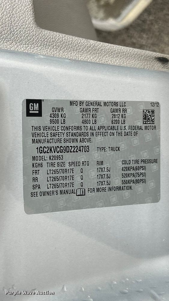 image for item FC5127 2013 Chevrolet Silverado 2500HD Ext. Cab pickup truck