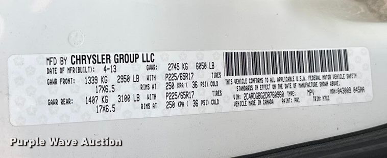 image for item FG0099 2013 Dodge Grand Caravan van