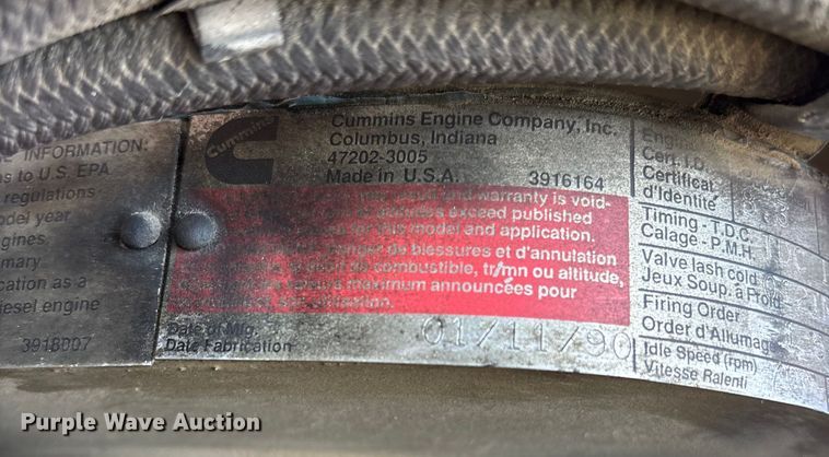 image for item FG0109 1990 Oshkosh pumper fire truck