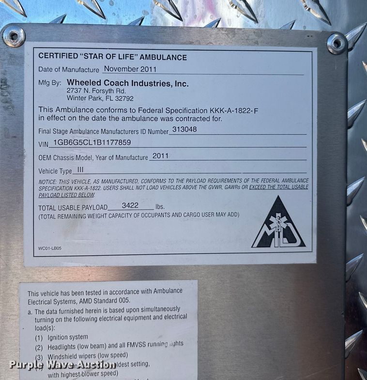 image for item FG0110 2011 Chevrolet Express 4500 ambulance