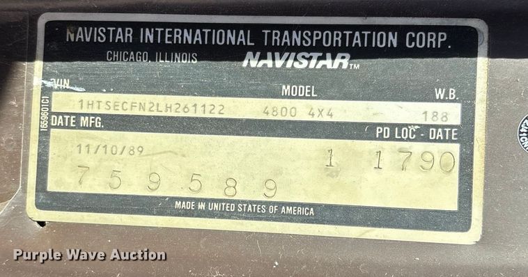 image for item FG0114 1990 International 4800 rescue truck